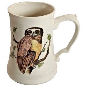 Vintage Owl Porcelain Beer Stein Mug Trecadie Ceramics Canada